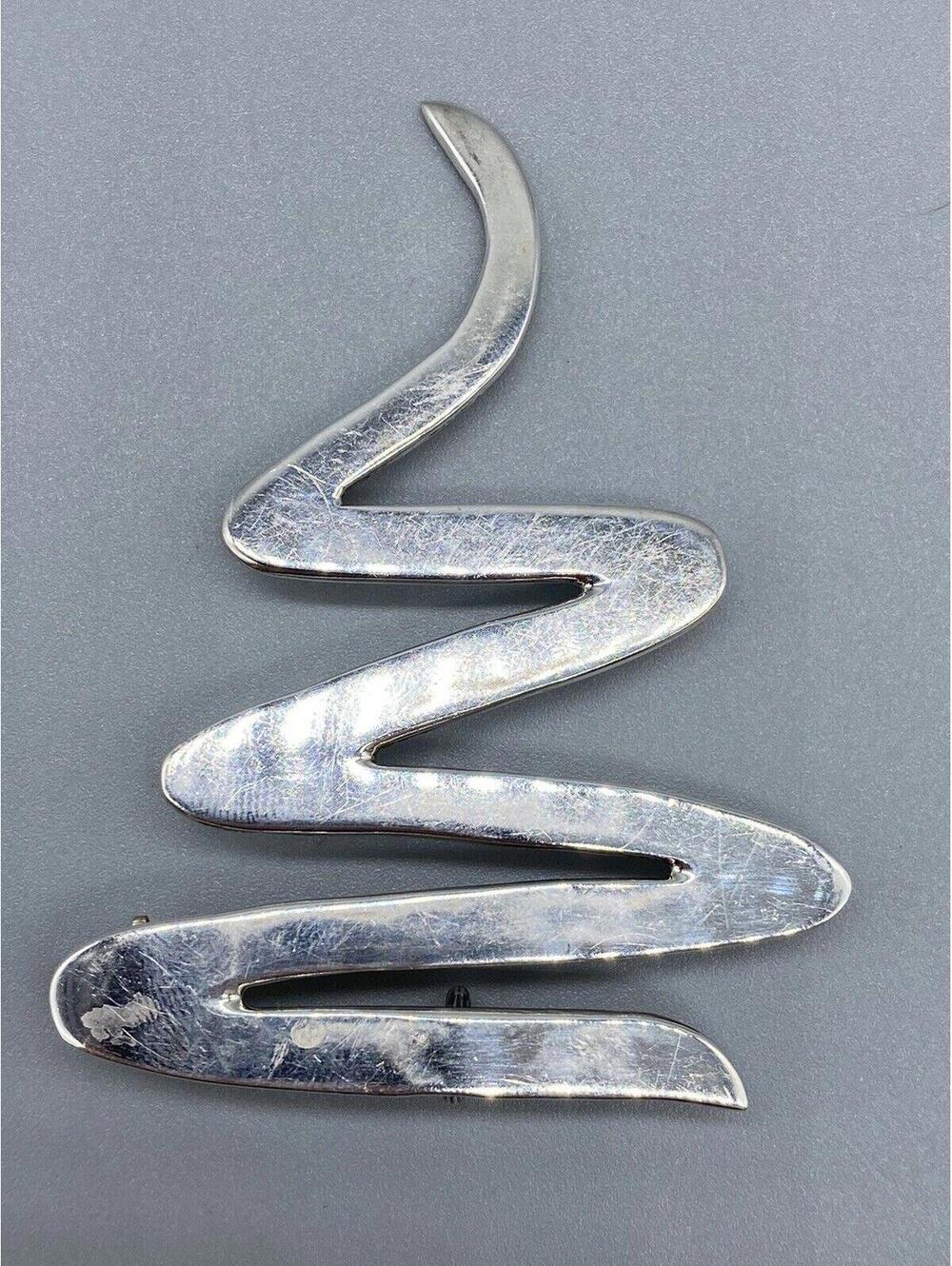 Vintage Mexico Sterling Silver 925 Zigzag Design Pin Brooch/ Pendant